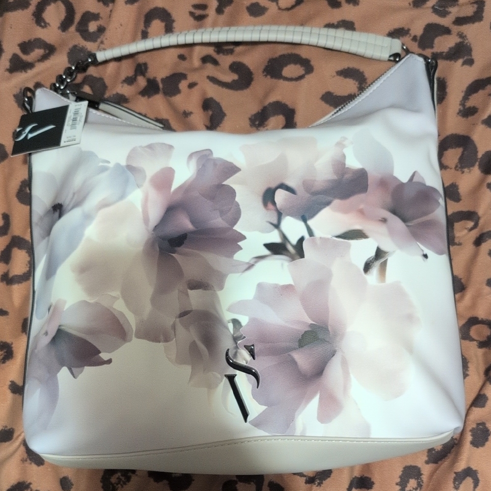 Simply Vera Vera Wang CreamShoulder Bag with Soft Lavender Floral Print